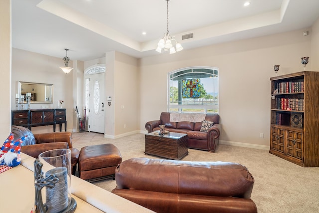 3445 W W Ave N Unit 3, Palmdale, CA 93551 - living room with a raised ceiling, visible vents, plenty of natural light, and light colored carpet
