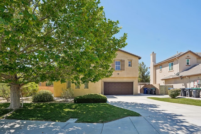 3024 Albret St, Lancaster, CA 93536 - obstructed view of property featuring concrete driveway, an attached garage, and stucco siding