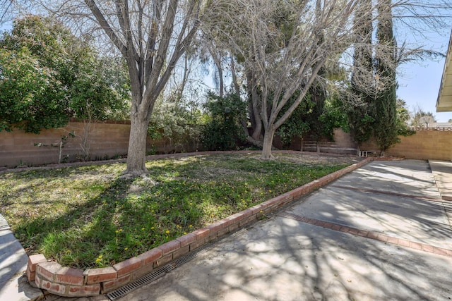 view of yard featuring a fenced backyard