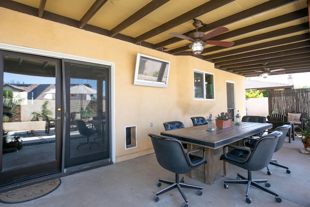 3215 Larwood Dr, Lancaster, CA 93536 - view of patio with a ceiling fan and fence