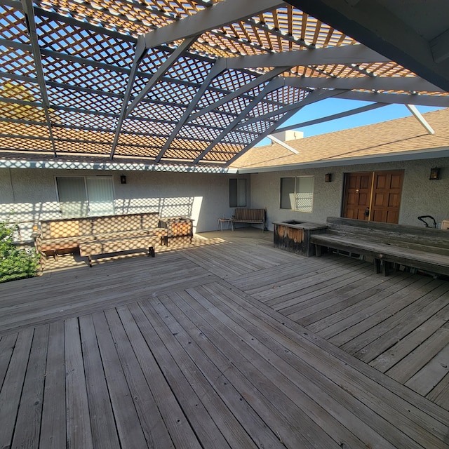 wooden terrace featuring a pergola