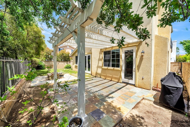 27735 Summer Grove Pl, Valencia, CA 91354 - fenced backyard featuring a pergola and a patio area