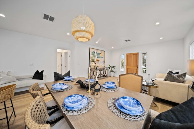 11946 Aneta St, Culver City, CA 90230 - dining space with visible vents, recessed lighting, and wood finished floors