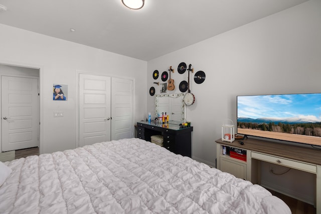 bedroom featuring a closet and wood finished floors