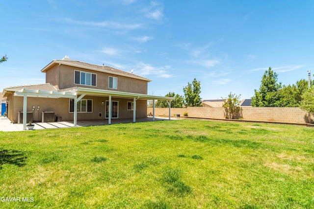 42638 Meridian Way, Lancaster, CA 93536 - back of property featuring a patio area, stucco siding, a fenced backyard, and a pergola