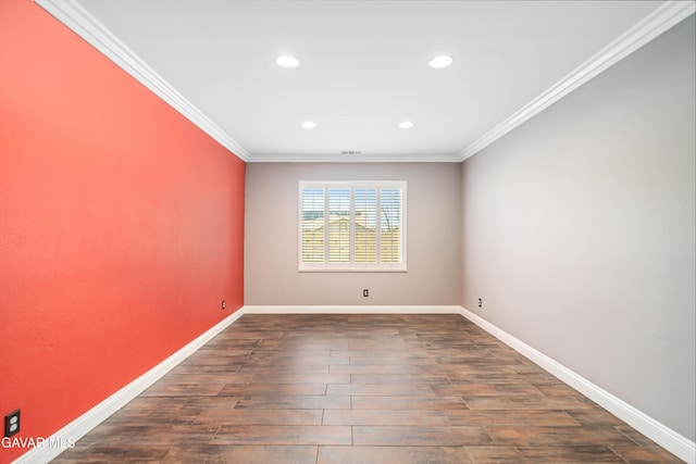 42638 Meridian Way, Lancaster, CA 93536 - empty room with ornamental molding, recessed lighting, and dark wood finished floors
