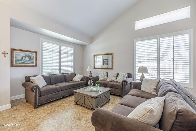 1776 Blackberry Ct, Palmdale, CA 93551 - living room with baseboards and high vaulted ceiling