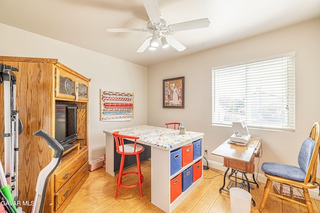 1776 Blackberry Ct, Palmdale, CA 93551 - home office featuring light wood-type flooring and a ceiling fan