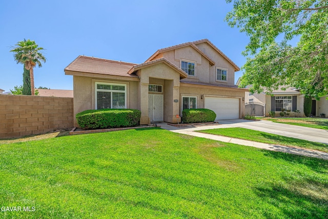 1776 Blackberry Ct, Palmdale, CA 93551 - view of front of home with stucco siding, concrete driveway, a garage, and a tile roof