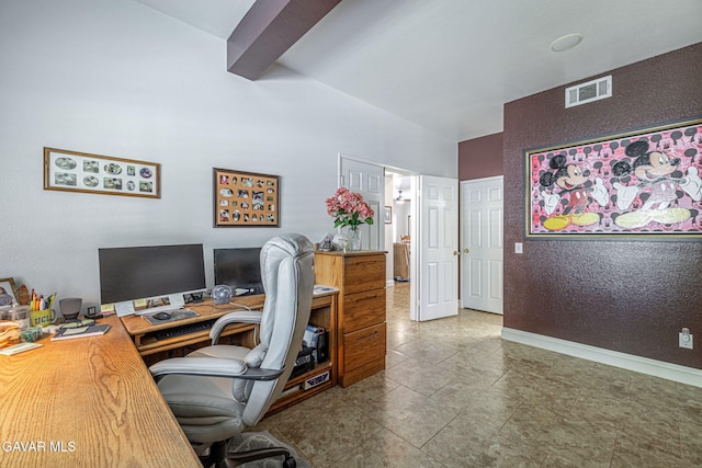 1776 Blackberry Ct, Palmdale, CA 93551 - tiled office space with high vaulted ceiling and beam ceiling