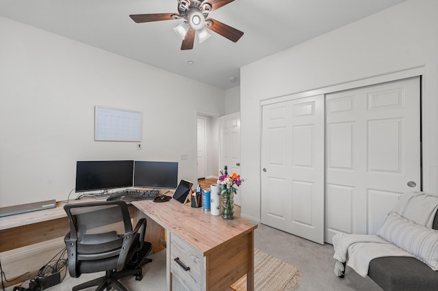 2906 Crocus Pl, Palmdale, CA 93551 - home office featuring ceiling fan and light carpet