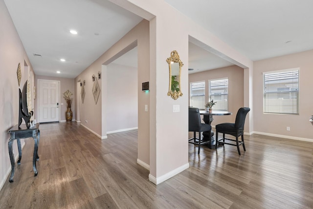 corridor featuring hardwood / wood-style flooring