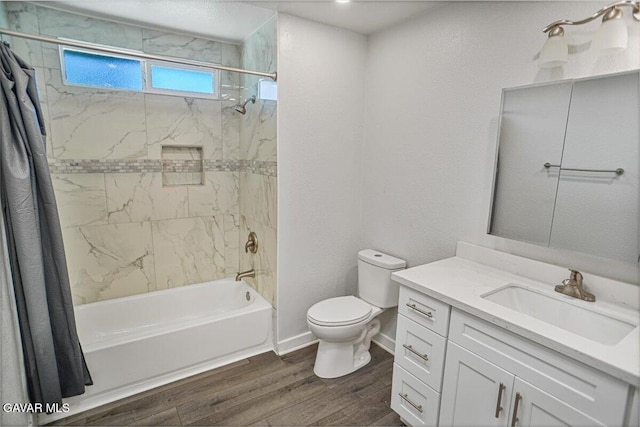 1109 W W Ave Unit J8, Lancaster, CA 93534 - bathroom featuring shower / bathtub combination with curtain, vanity, and wood finished floors