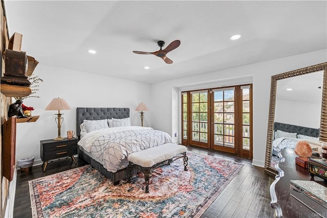 28314 Easton Ln, Saugus, CA 91350 - bedroom featuring access to exterior, recessed lighting, wood finished floors, and ceiling fan