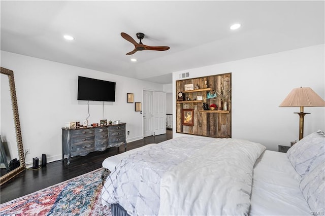 28314 Easton Ln, Saugus, CA 91350 - bedroom with wood finished floors, recessed lighting, and a ceiling fan