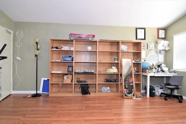 office area with hardwood / wood-style flooring