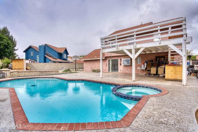 37214 Bunker Ct, Palmdale, CA 93550 - view of pool with a patio, a fenced backyard, and a pool with connected hot tub