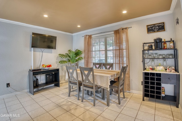 37214 Bunker Ct, Palmdale, CA 93550 - dining area featuring ornamental molding, light tile patterned floors, and recessed lighting