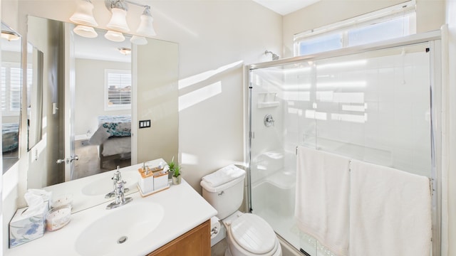 3929 Derby Cir, Quartz Hill, CA 93536 - full bath featuring ensuite bathroom, a shower stall, vanity, and toilet