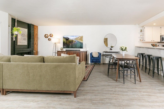 living room with light wood-style floors