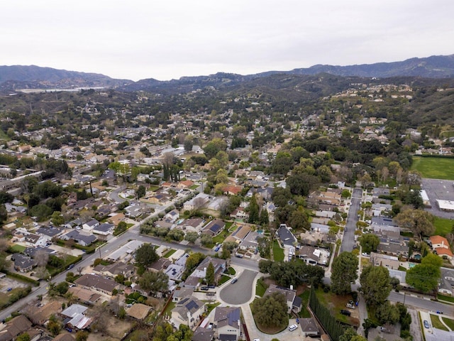 drone / aerial view featuring a mountain view and a residential view