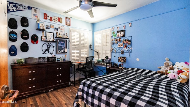 2839 Minford St, Lancaster, CA 93536 - bedroom with dark wood-type flooring and a ceiling fan
