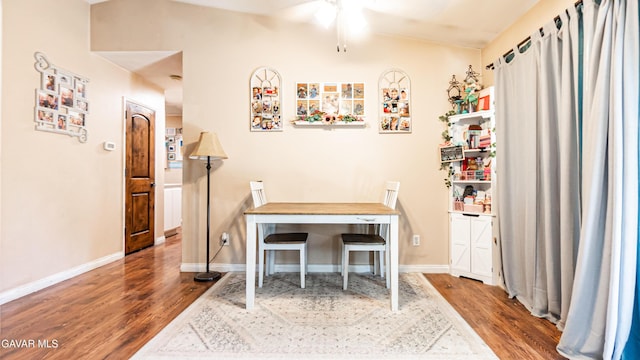 2839 Minford St, Lancaster, CA 93536 - dining area with wood finished floors and ceiling fan