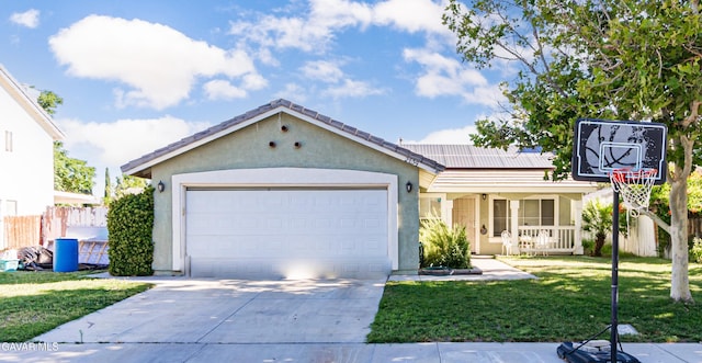 2839 Minford St, Lancaster, CA 93536 - single story home featuring a porch, stucco siding, driveway, and an attached garage