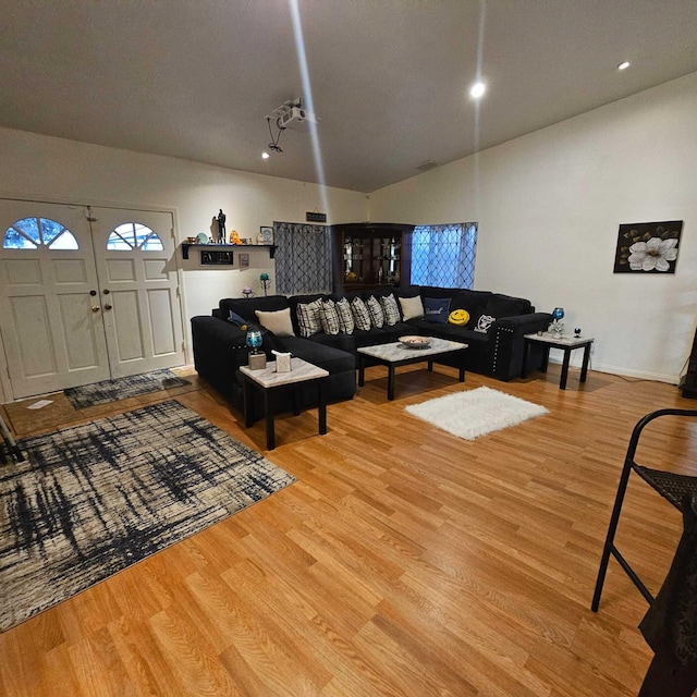 living room featuring light hardwood / wood-style flooring