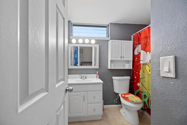 44627 E 11th St, Lancaster, CA 93535 - bathroom featuring vanity, tile patterned flooring, and a shower with curtain