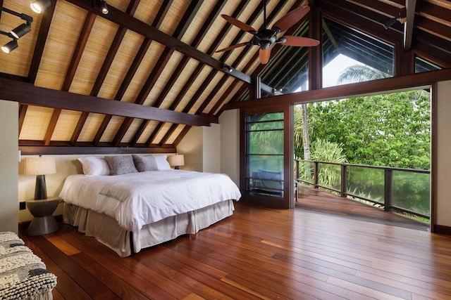 4221 Anini Vista Dr # A, Kilauea, HI 96754 - bedroom featuring dark wood-style flooring and wood ceiling