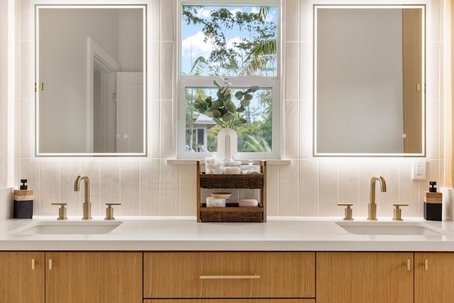 15-1757 4th Ave, Keaau, HI 96749 - full bathroom with backsplash, double vanity, and plenty of natural light