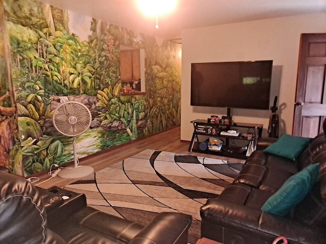 11-3193 Hibiscus St, Mountain View, HI 96771 - living room with wood finished floors and wallpapered walls