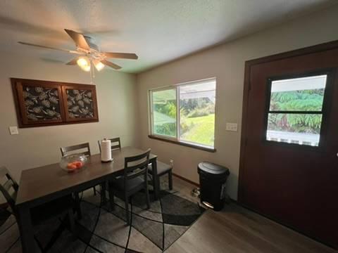 11-3193 Hibiscus St, Mountain View, HI 96771 - dining room with a ceiling fan and wood finished floors