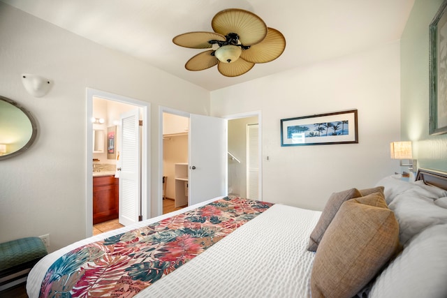 4460 Nehe Rd Unit 212, Lihue, HI 96766 - bedroom with a walk in closet, ensuite bathroom, and ceiling fan