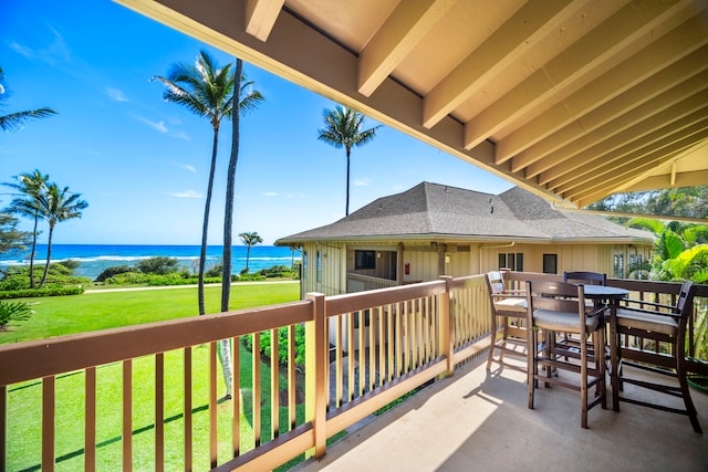 4460 Nehe Rd Unit 212, Lihue, HI 96766 - balcony with a water view and outdoor dining space