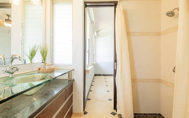 15-1660 3rd Ave, Keaau, HI 96749 - full bathroom featuring vanity, tiled shower, and tile patterned floors