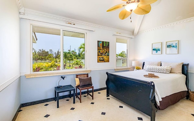 15-1660 3rd Ave, Keaau, HI 96749 - bedroom featuring vaulted ceiling, baseboards, tile patterned floors, and multiple windows