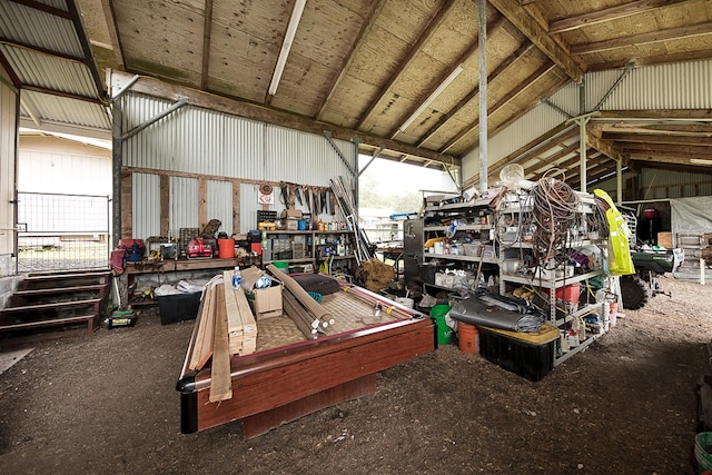17-8160 N Kulani Rd, Mountain View, HI 96771 - garage featuring a workshop area and metal wall