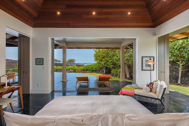 72-3023 Kakapa Pl, Kailua-Kona, HI 96740 - bedroom with access to outside, multiple windows, baseboards, wood ceiling, and recessed lighting