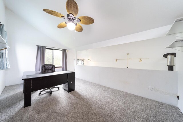 11-3171 Hibiscus St, Mountain View, HI 96771 - office with carpet flooring, a ceiling fan, and vaulted ceiling