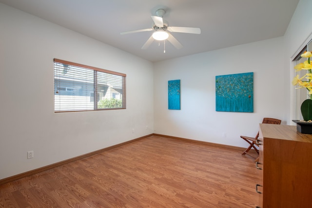 68-1693 Malie St, Waikoloa, HI 96738 - empty room with light wood-type flooring, baseboards, and a ceiling fan