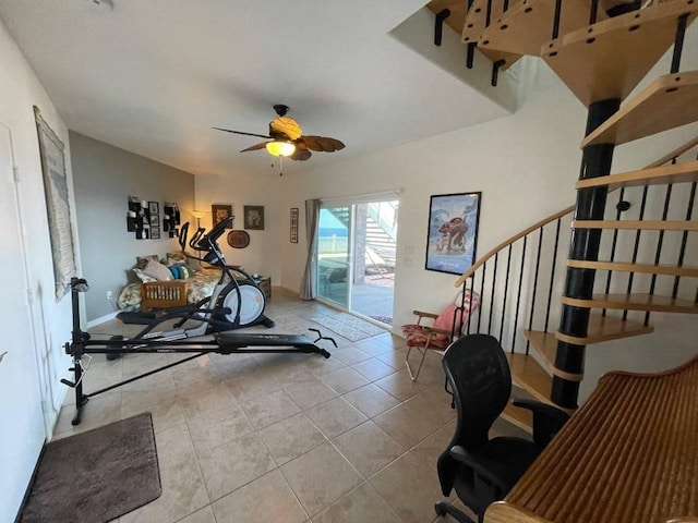 88-119 Kai Ave, Captain Cook, HI 96704 - workout room with tile patterned flooring, a ceiling fan, and baseboards