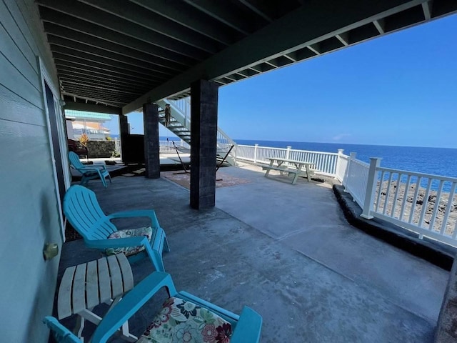 88-119 Kai Ave, Captain Cook, HI 96704 - view of patio with stairway and a water view