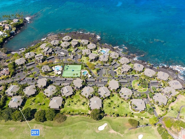 78-261 Manukai St Unit 201, Kailua-Kona, HI 96740 - aerial overview of property's location featuring nearby suburban area, a golf course, and a large body of water