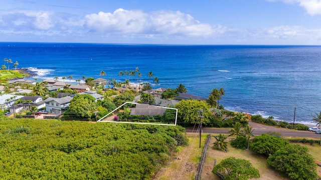 5118 Lawai Rd, Koloa, HI 96756 - aerial view of residential area featuring property parcel outlined and a nearby body of water