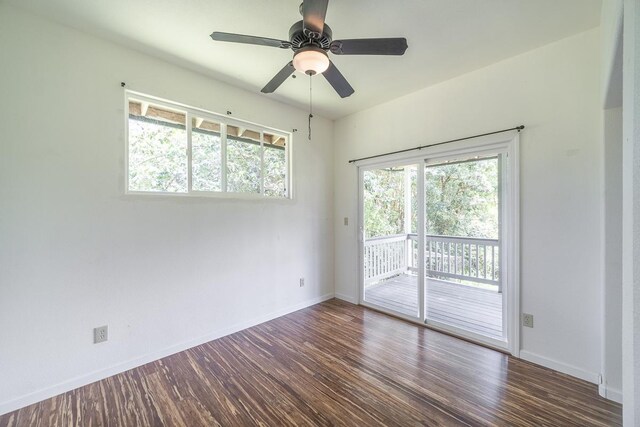 16-1366 Ao Rd, Mountain View, HI 96771 - empty room featuring wood finished floors, baseboards, and a ceiling fan