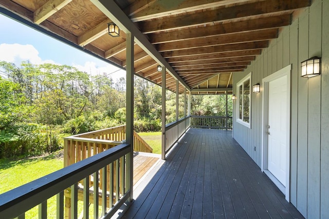 16-1366 Ao Rd, Mountain View, HI 96771 - wooden terrace featuring a yard