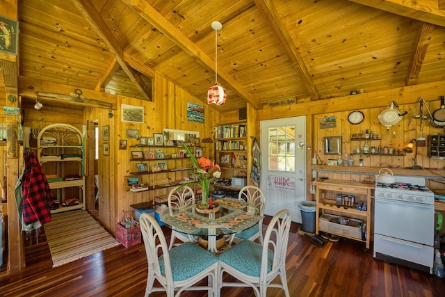 11-2860 Apele Rd, Mountain View, HI 96771 - dining space with wooden walls, wood finished floors, and wooden ceiling