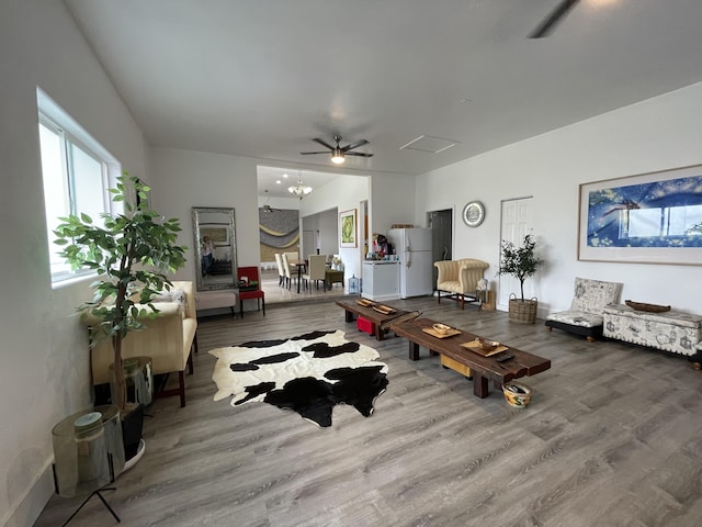 15-1765 28th Ave, Keaau, HI 96749 - living area featuring wood finished floors and attic access